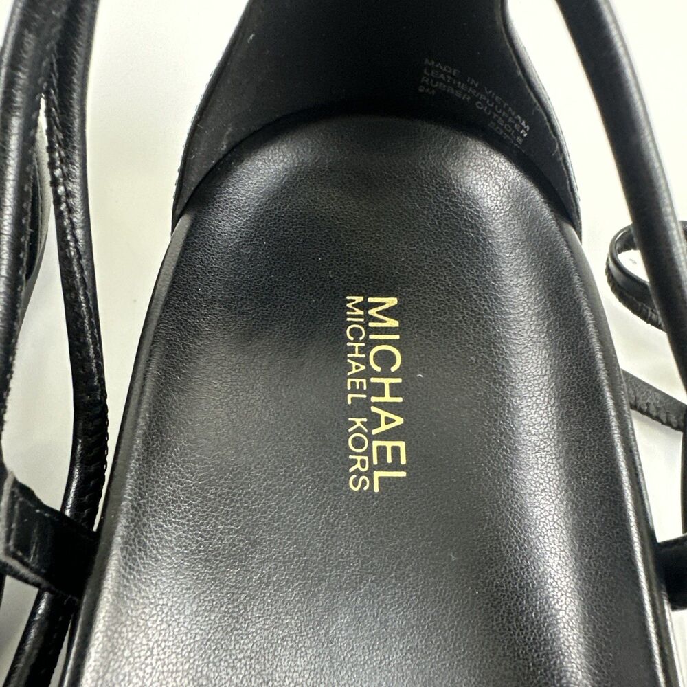 MICHAEL Michael Kors Vero Lace Up Gladiator Sandal Flat Black Leather Womens 9 - Picture 10 of 14
